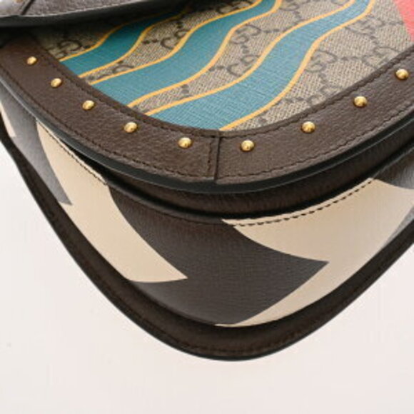 Gucci Handbag Bamboo Beige Ebony Brown GG Supreme Leather - Picture 6 of 10